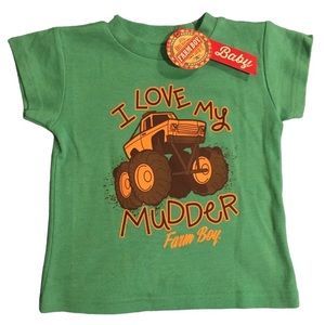 Farm Boy Brand 12 Months I Love My Mudder Short Sleeve Green Truck Tee
